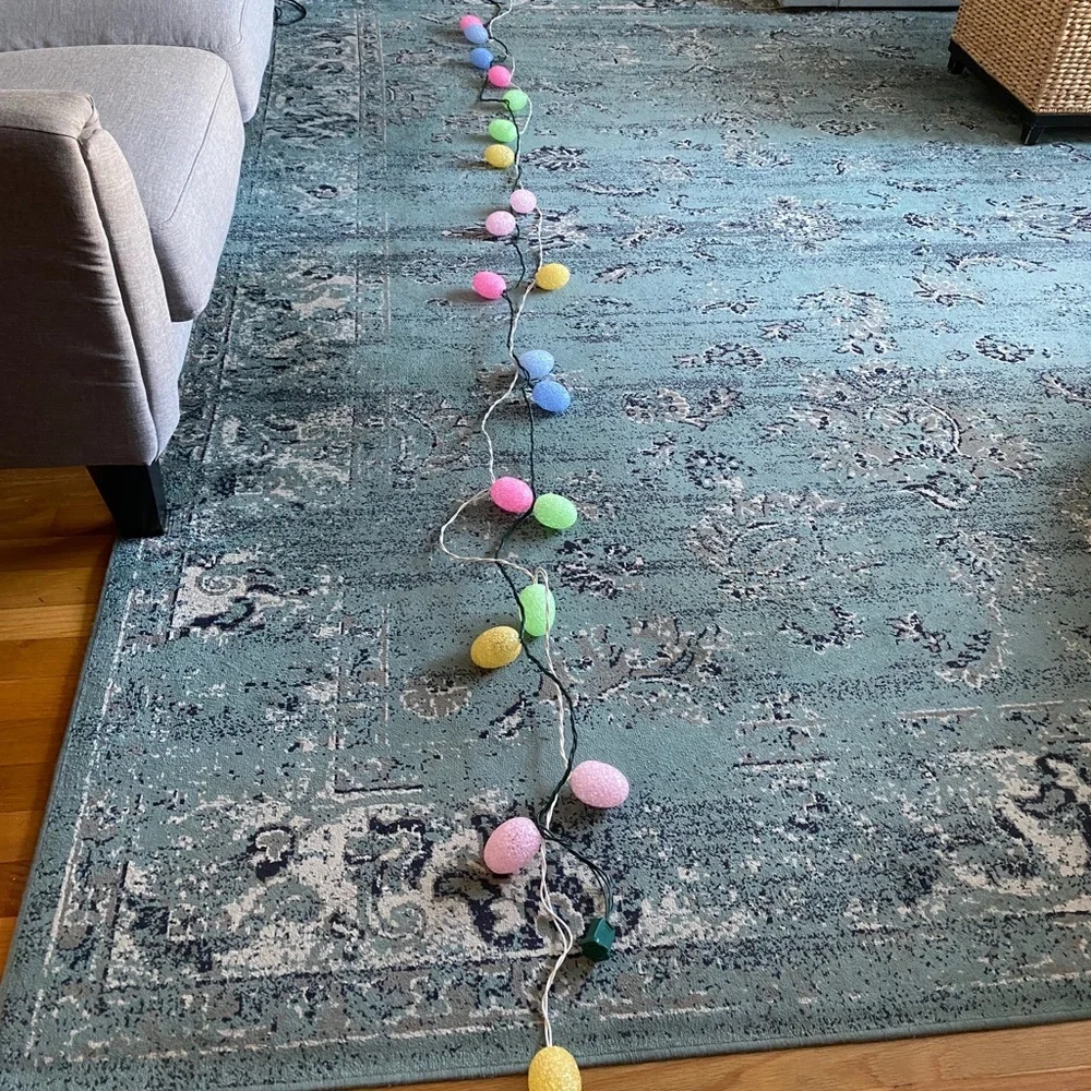 2 lighted colored egg garlands
